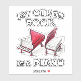 Schetste piano boek op wielen voor literatuurliefh sticker