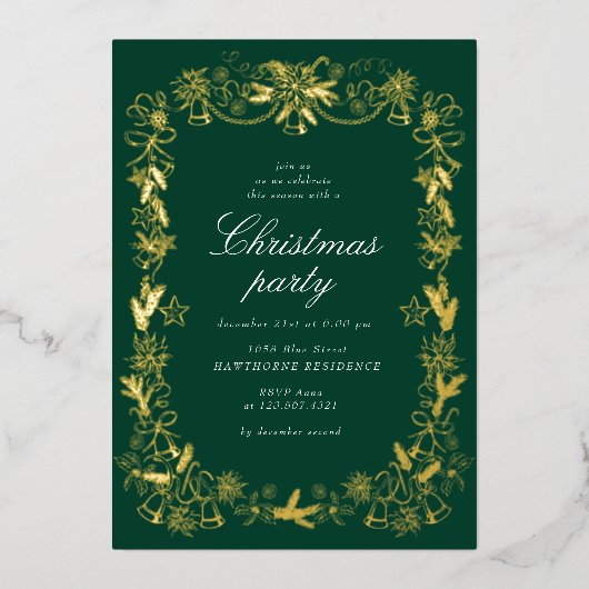 Schetste rode kerstfeest folie feestdagenkaart (Voorkant)