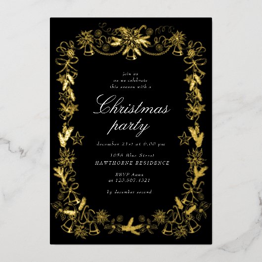 Schetste rode kerstfeest folie feestdagenkaart (Voorkant)