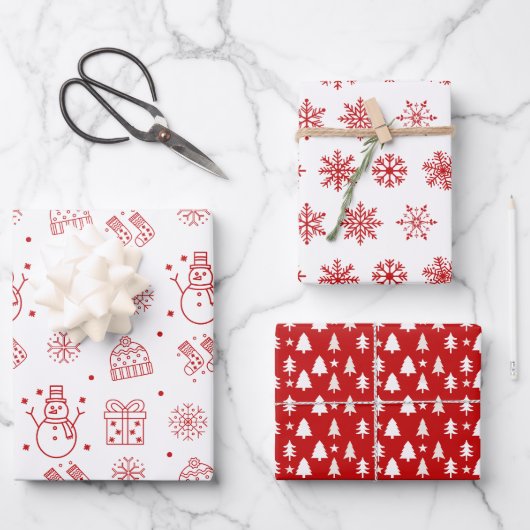 Schetste rood wit vakantie inpakpapier vel (Voorkant)