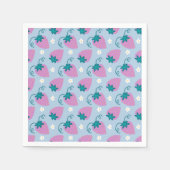 Schetste roze aardbeien op blauwe servetten (Voorkant)