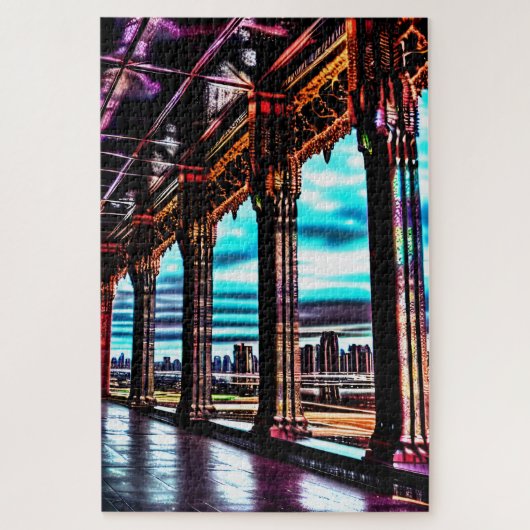 Schetste Roze en Blauw Anders Worldly Comic City Legpuzzel (Verticaal)