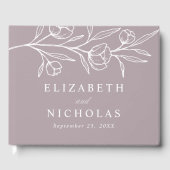 Schetste stoffige Paarse bloemenfoto bruiloft Gastenboek (Voorkant)