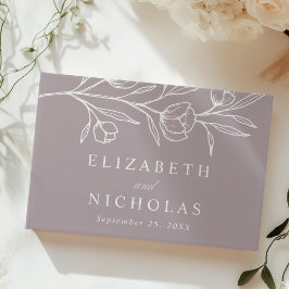 Schetste stoffige Paarse bloemenfoto bruiloft Gastenboek