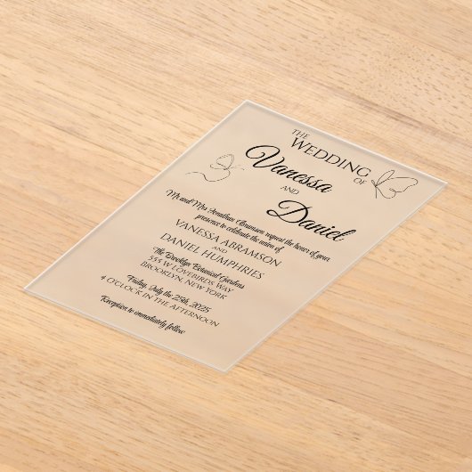 Schetste vlinders Acryl bruiloft uitnodiging (Laagn)