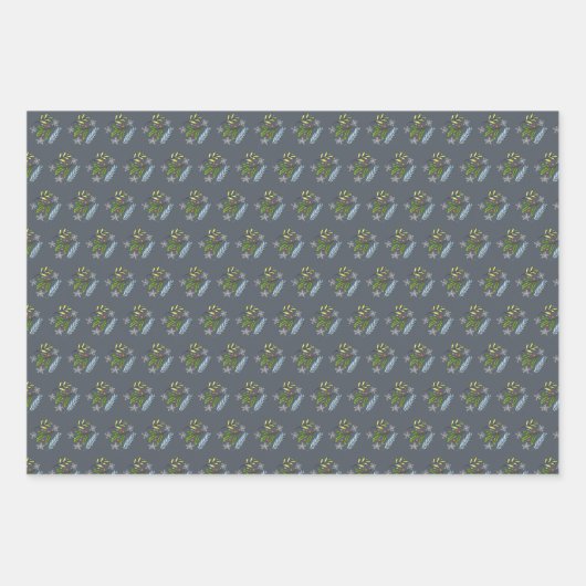 Schetste Winter Branches Holly en Spruce Pattern Inpakpapier Vel (Voorkant 3)