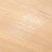 Schetste witte bloem Baby shower Acryl Uitnodigingen (Laagn)