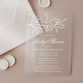 Schetste witte bloem Baby shower Acryl Uitnodigingen