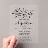 Schetste zwarte bloem Baby shower Acryl Uitnodigingen (Insitu (Draagbaar))