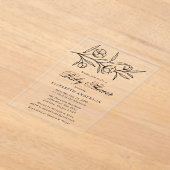 Schetste zwarte bloem Baby shower Acryl Uitnodigingen (Laagn)