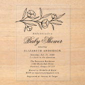 Schetste zwarte bloem Baby shower Acryl Uitnodigingen (Voorkant)