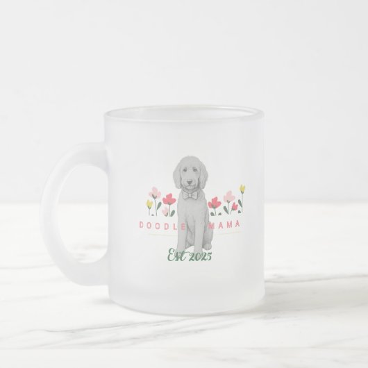 Schetstekening Doodle Mok met Bloemen - Aanpasbaar (Links)