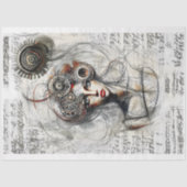 Schetstekening van Steampunk Vrouw N4 Decoupage Tissuepapier (Voorkant)