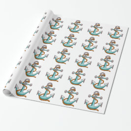 Schetstouw en anker cadeaupapier