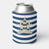 Schetsvaart,Roer van boot,Blauw en witte strepen Blikjeskoeler (Blikje Achterkant)