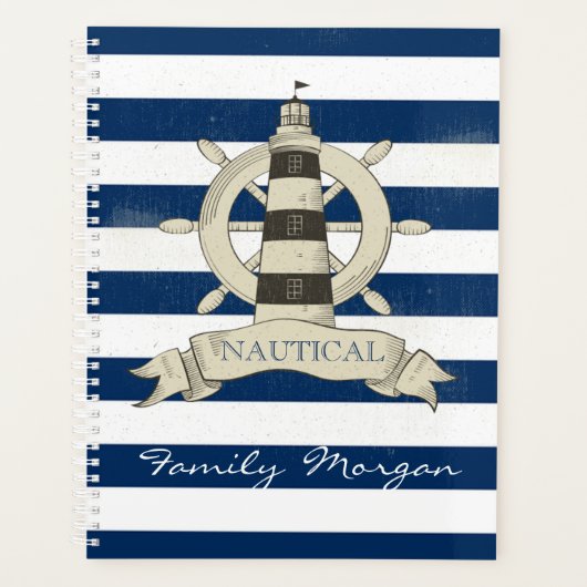 Schetsvaart,Roer van boot,Blauw en witte strepen Planner (Voorkant)