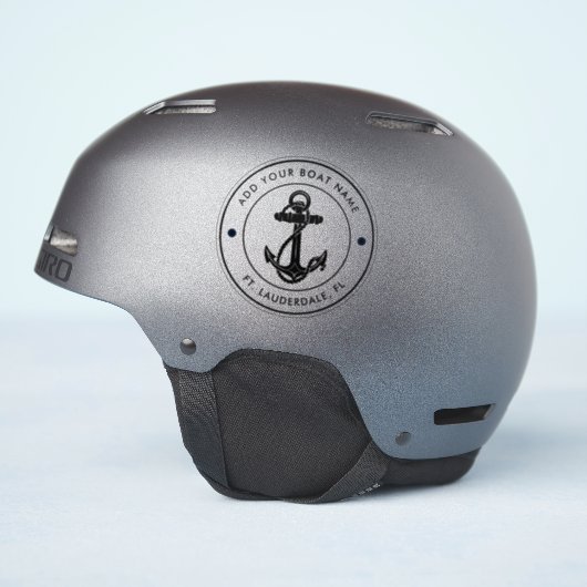 Schetter van een boot en naamgeving-gebruiken bij sticker (Helm Zijkant)