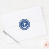 Schetteranker, blauwe achtergrond met stippelrand ronde sticker (Envelop)