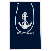 Schetteranker Bootsnaam Marineblauw Modern Medium Cadeauzakje (Voorkant)