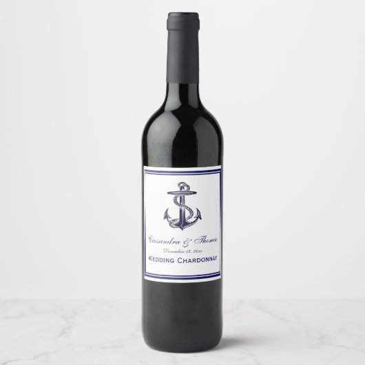 Schetteranker Marineblauw Omlijst 2 Wijn Etiket (Voorkant)