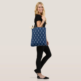 Schetteranker Marineblauw Patroon Zee Ankers Tote Bag