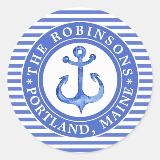 Schetteranker Marineblauw Persoonlijk Ronde Sticker (Voorkant)