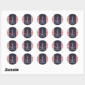 Schetteranker,Marineblauw,Rode Strepen Ronde Sticker (Vel)