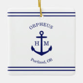 Schetteranker op maat (wit & blauw) keramisch ornament (Voorkant)