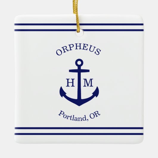 Schetteranker op maat (wit & blauw) keramisch ornament (Voorkant)