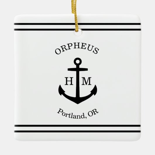 Schetteranker op maat (wit & zwart) keramisch ornament (Voorkant)