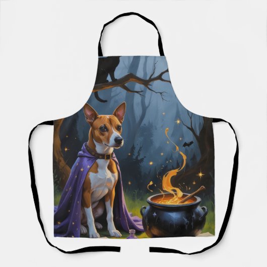Schetterende Basenji-hond Halloween-schilderij Schort (Voorkant)