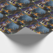 Schetterende Basenji-hond Halloween-schildering Cadeaupapier (Hoek)