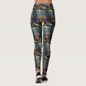 Schetterende Chow Chow-hond Halloween-schilderij Leggings (Achterkant)