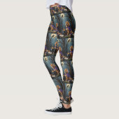 Schetterende Chow Chow-hond Halloween-schilderij Leggings (Links)