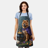 Schetterende Chow Chow-hond Halloween-schilderij Schort (Gedragen)