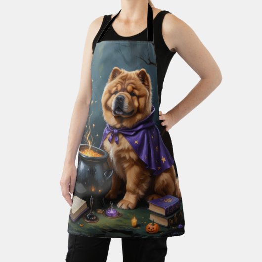 Schetterende Chow Chow-hond Halloween-schilderij Schort (Insitu)
