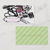 schetterende naaigarens roze speldenkussen naadloo visitekaartje (Voorkant / Achterkant)