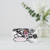 schetterende naaigarens roze speldenkussen naadloo visitekaartje (Staand voorkant)