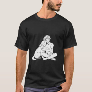 Schetterige Doodle Persoon Die Hond Knuffelt T-shirt