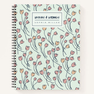 Schetterige Tulpen Handgetekende Bloemen Cottage Notitieboek