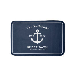 Schetvaart Gebruik Navy Blauwe Anker Monogram Badmat