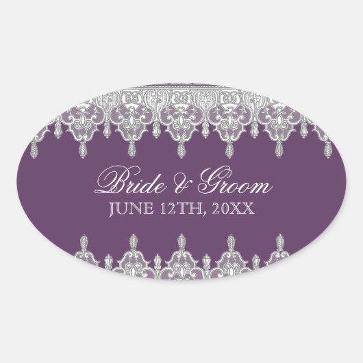 Scheur drop kant, pruim Paarse bruiloft zegel Stic (Voorkant)