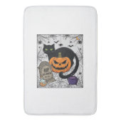 Scheur Halloween Zwarte Kat Pompoen Grafsteen Kete Badmat (Voorkant Verticaal)