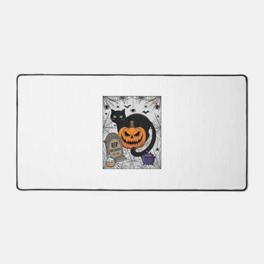 Scheur Halloween Zwarte Kat Pompoen Grafsteen Kete Bureaumat (Voorkant)