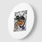 Scheur Halloween Zwarte Kat Pompoen Grafsteen Kete Grote Klok (Hoek)