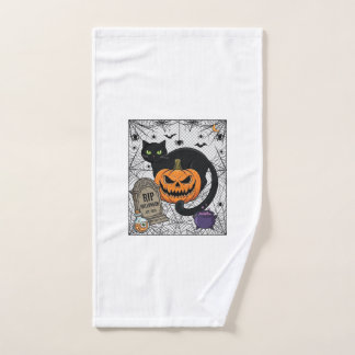 Scheur Halloween Zwarte Kat Pompoen Grafsteen Kete Handdoek