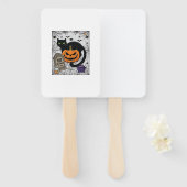 Scheur Halloween Zwarte Kat Pompoen Grafsteen Kete Handwaaier (Voorkant en achterkant)