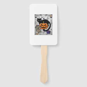 Scheur Halloween Zwarte Kat Pompoen Grafsteen Kete Handwaaier