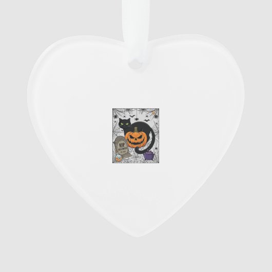 Scheur Halloween Zwarte Kat Pompoen Grafsteen Kete Ornament (voorkant)