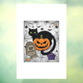 Scheur Halloween Zwarte Kat Pompoen Grafsteen Kete Raamsticker (Vel 3)